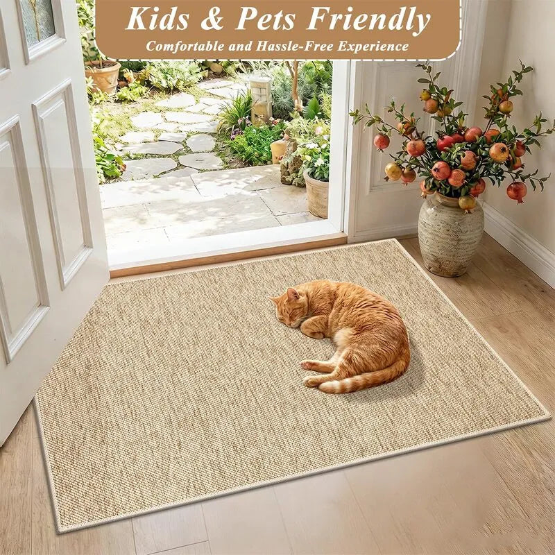 AR009937beigepetfriendlydoormat2x3naturalwovenindoorfrontdoorrugforcatsdogsUShomeHEBE RUGS