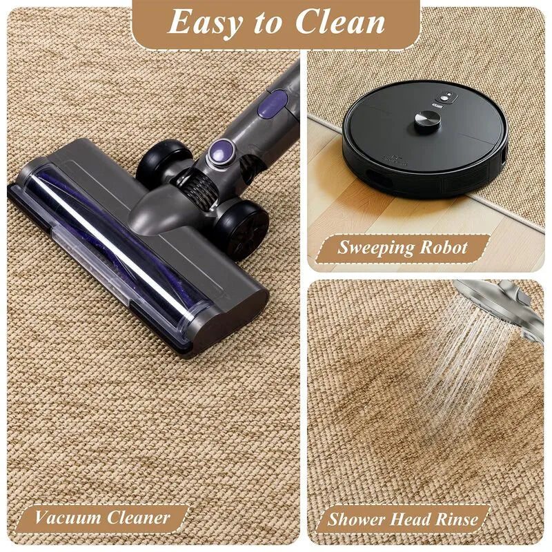 AR009937beigewashabledoormat2x3easycleanentrywayrugvacuumrobotfriendlydoorcarpetmatHEBE RUGS