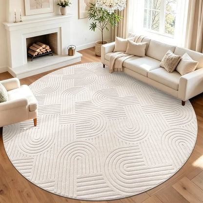 AR010117beige8ftroundarearugmoderngeometriclinepatternforlivingroominUShomeheberug