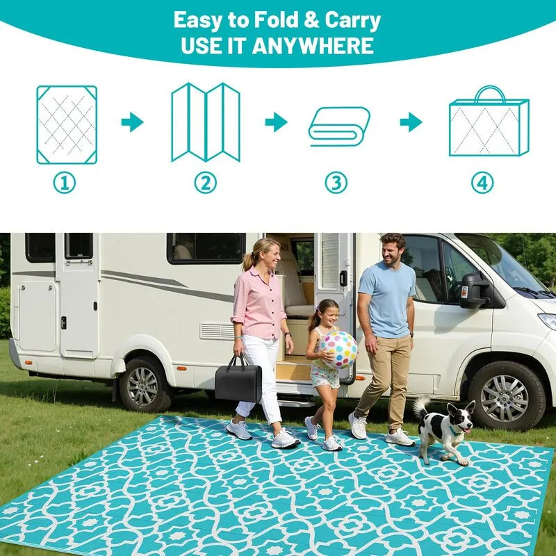 AYSDDDLHLLS03blue9x12RVcampingrugfoldableportableplasticstrawmatfortravelheberug
