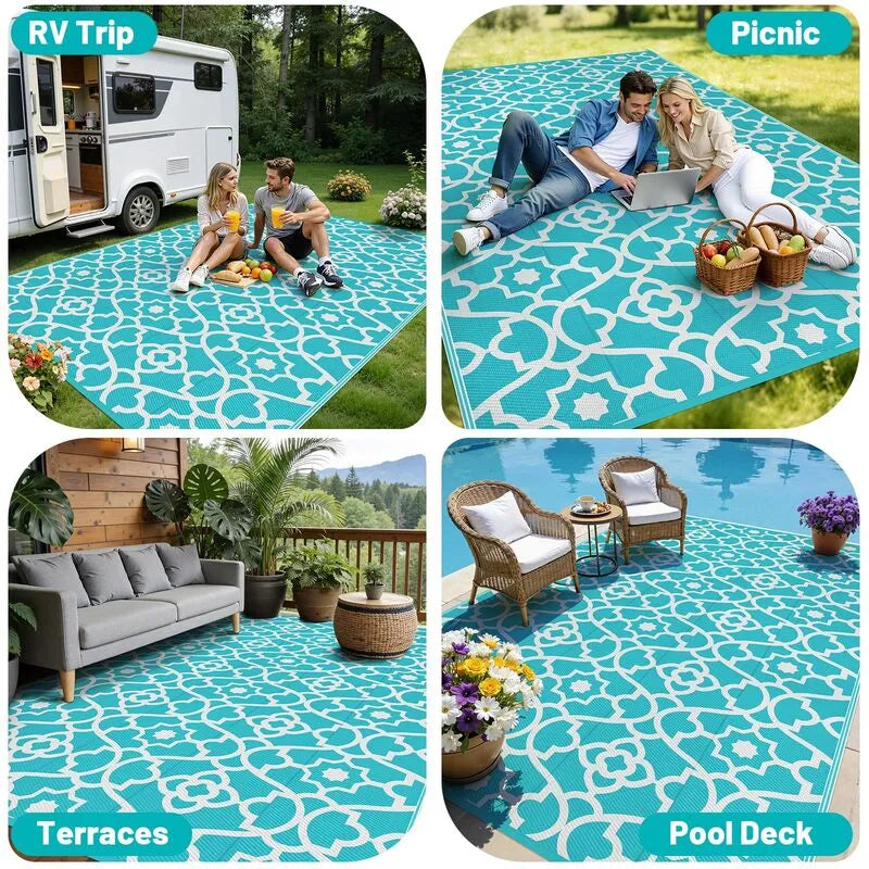AYSDDDLHLLS03blue9x12versatileoutdoorarearugplasticstrawmatforpatioRVpoolheberug