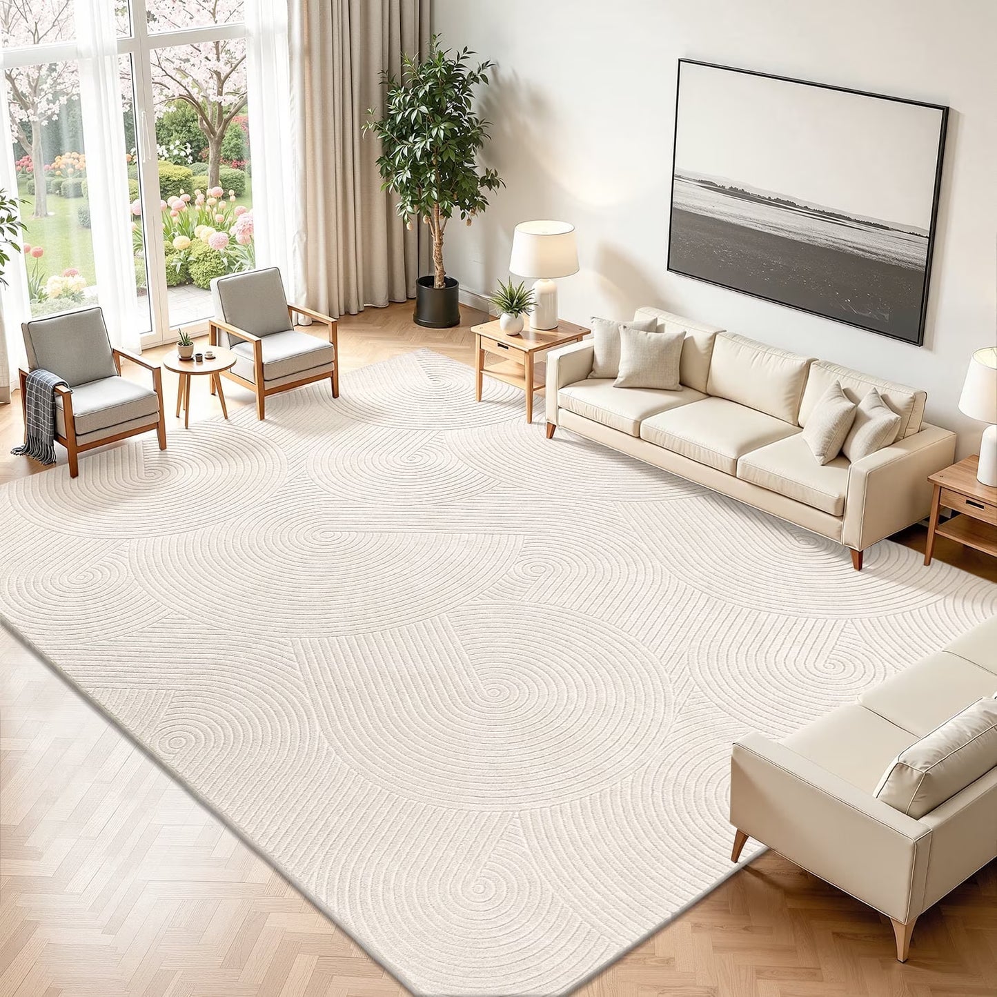 HEBE Area Rugs for Living Room, Washable Non Slip Modern Accent Carpet