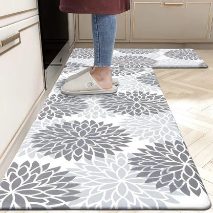 FPFHhui10447044120greyfloral2pieceantifatiguekitchenmatset17.3x2817.3x48flowerrugUShomeheberug