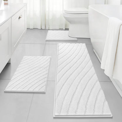 HEBE Microfiber Bathroom Rugs Sets 3 Piece,Super Absorbent Non Slip Bath Mats Rugs for Bathroom