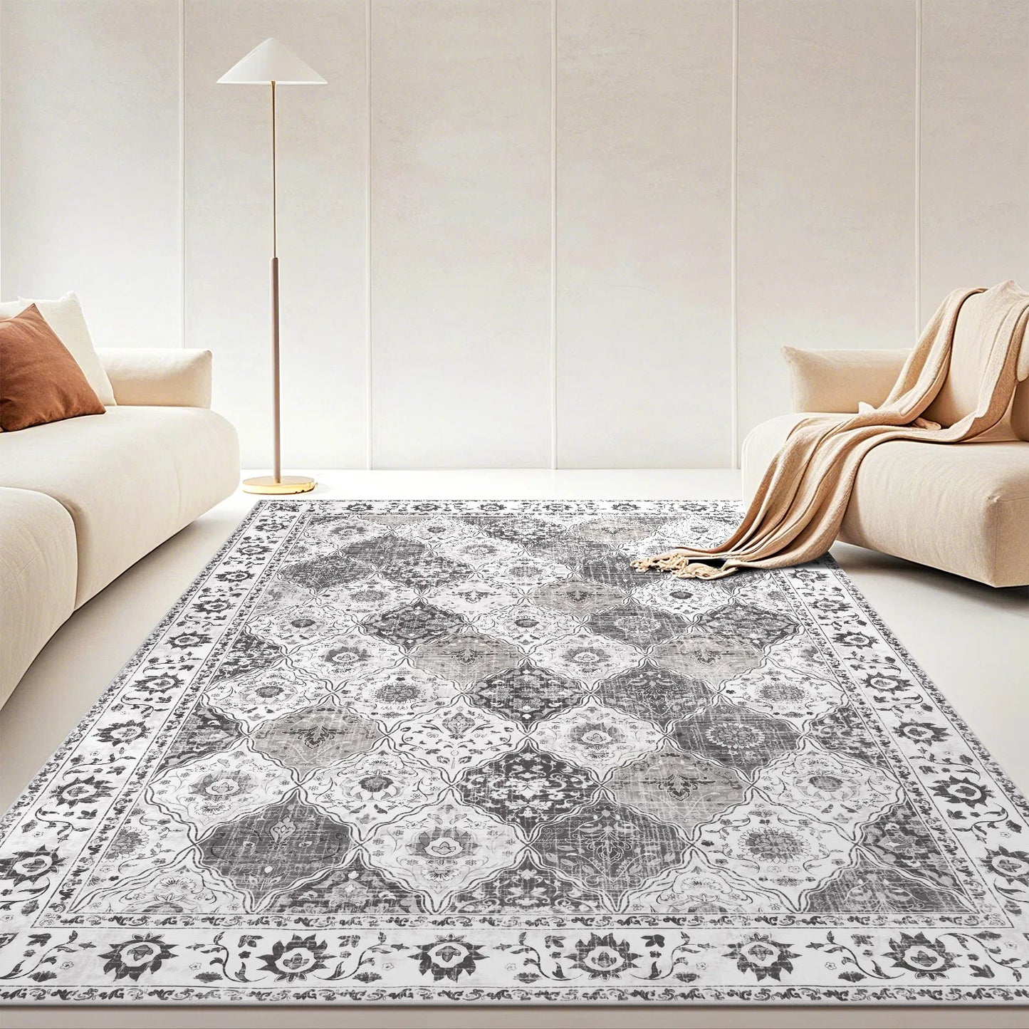 HEBE Area Rug Machine Washable Low Pile Soft Floor Carpet Non Slip Non Shedding Accent Rug for Living Room Bedroom Entryway Dining Room Office ﻿