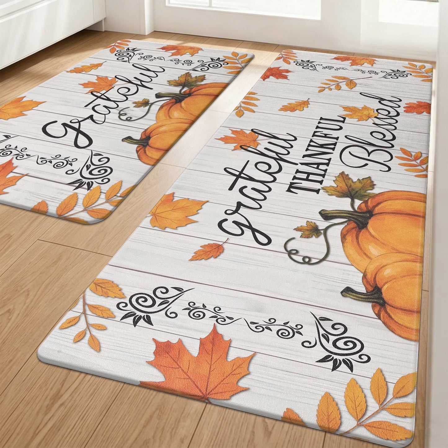 HEBE 2-Piece Kitchen Rugs Set, Non-Slip Waterproof Farmhouse Floor Mats ﻿