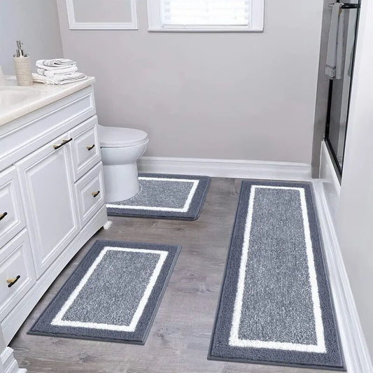 QXDDCDKHSSH01greybathroomrugssets3piecerunnerrugushapedtoiletmatborderedsetheberug