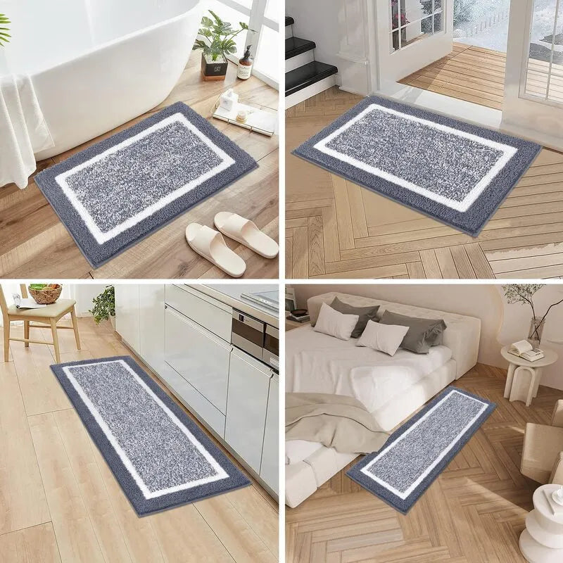 QXDDCDKHSSH01greybathrugsetversatileplushrunnerforUShomebathroomkitchenbedroomHEBE RUGS