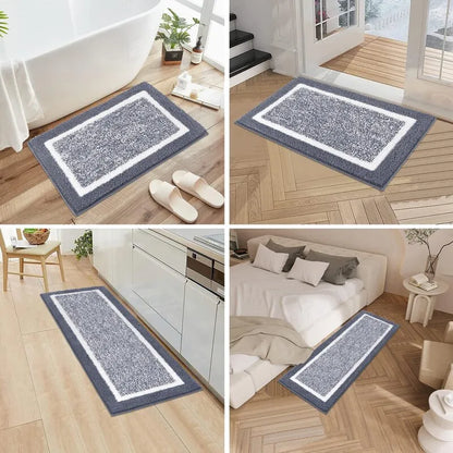 QXDDCDKHSSH01greybathrugsetversatileplushrunnerforUShomebathroomkitchenbedroomHEBE RUGS