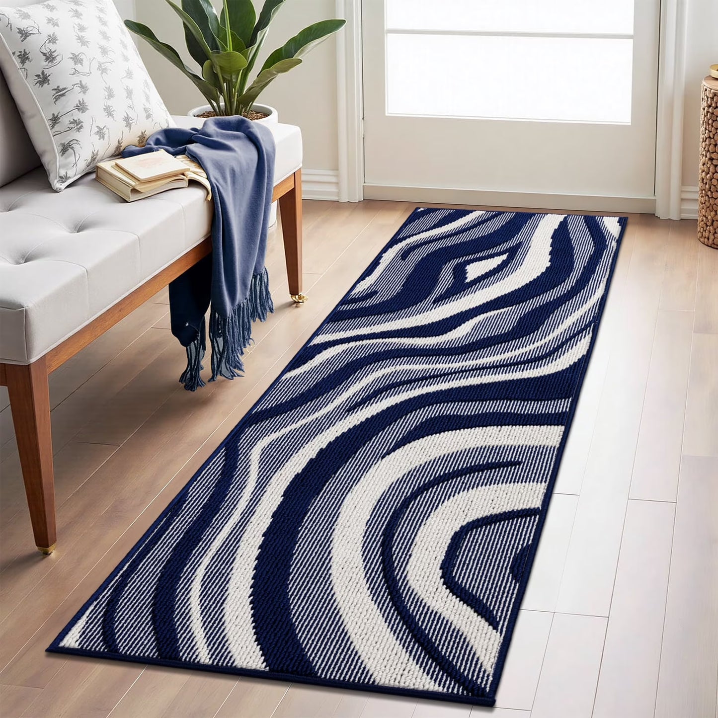 HEBE Runner Rugs for Hallway, 2'x6' Abstract Rug Carpet, Washable Non Slip Floor Mat for Kitchen Laundry Room Entryway