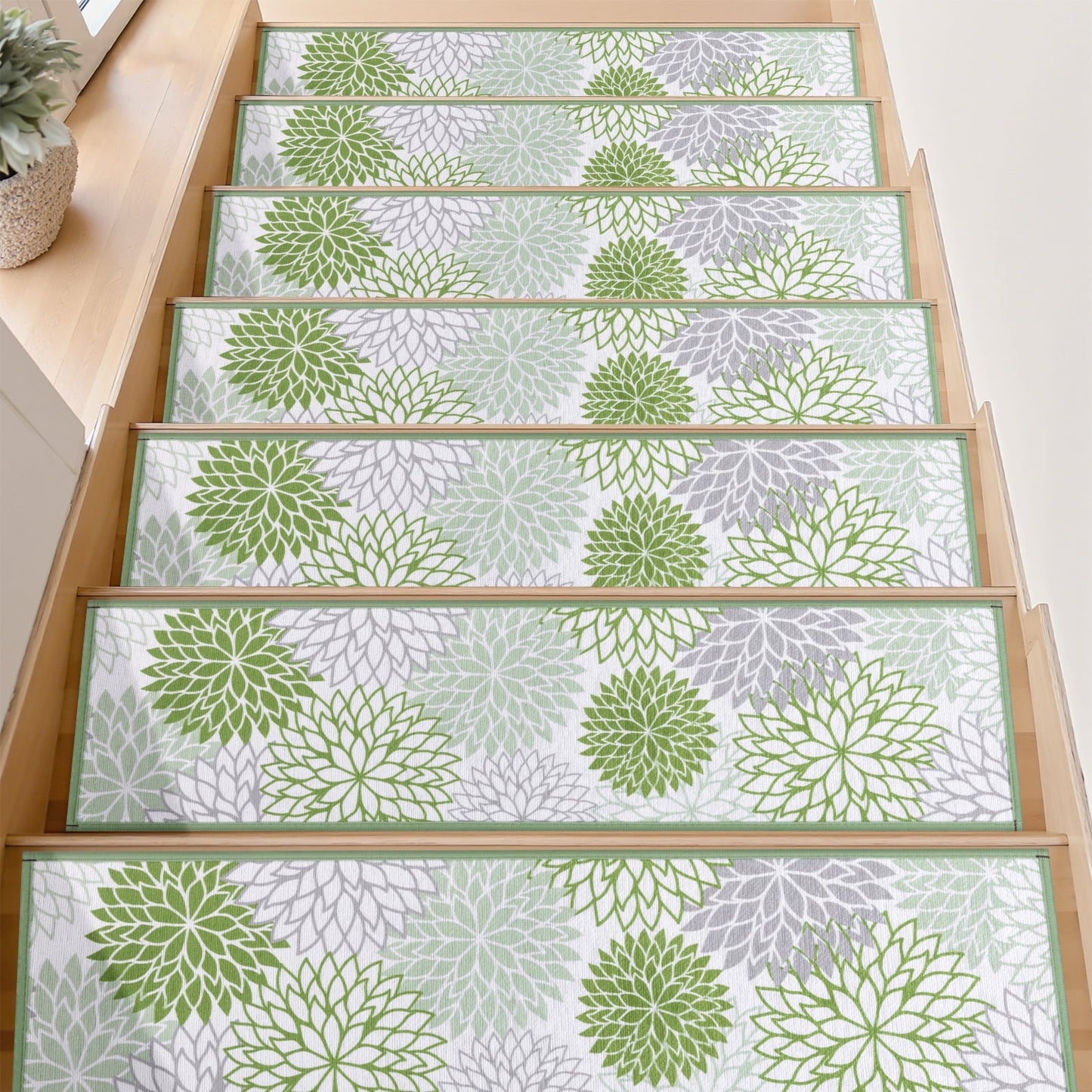 HEBE Stair Treads for Wooden Steps Indoor, 15 Pack 8" X 30" Stair Treads Non Slip with Reusable Adhesive Backing, Non-Skid Carpet Stair Runners for Kids Elders and Pets