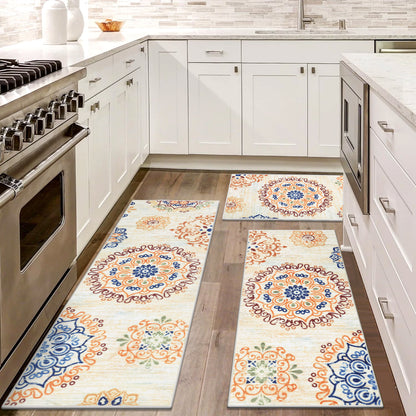 HEBE Farmhouse Kitchen Rugs Sets of 3 Non Slip Washable Boho Kitchen Rugs