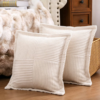 HEBE Corduroy Throw Pillows, 18"x18" Decorative Pillow Cushion with Pillow Insert