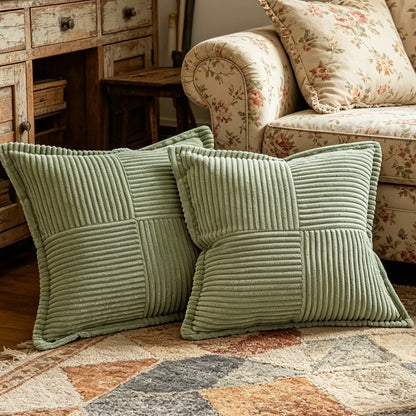 HEBE Corduroy Throw Pillows, 18"x18" Decorative Pillow Cushion with Pillow Insert