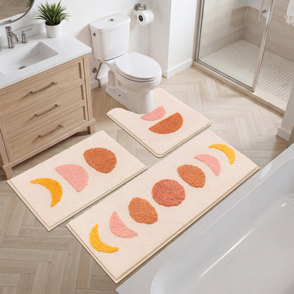 HEBE Bathroom Rugs Set of 3, Absorbent Microfiber Non-Slip Shaggy Ultra Soft Bath Mat