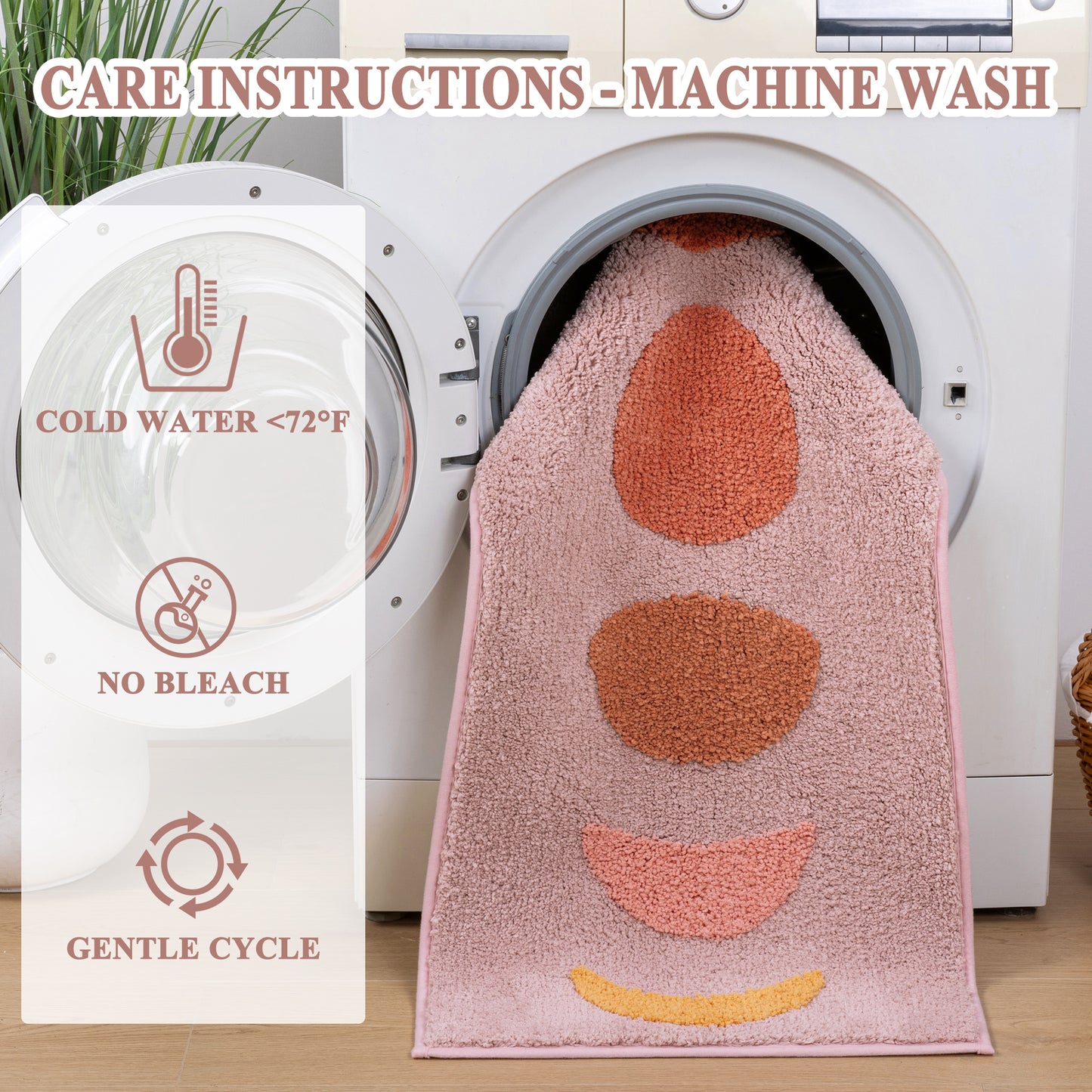 HEBE Bathroom Rugs Set of 3, Absorbent Microfiber Non-Slip Shaggy Ultra Soft Bath Mat