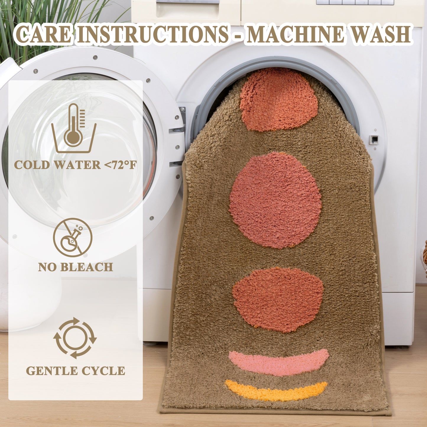 HEBE Bathroom Rugs Set of 3, Absorbent Microfiber Non-Slip Shaggy Ultra Soft Bath Mat