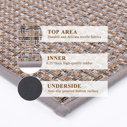 3 Piece Kitchen Rug Set Non-Slip Washable Weave Accent Floor Mats