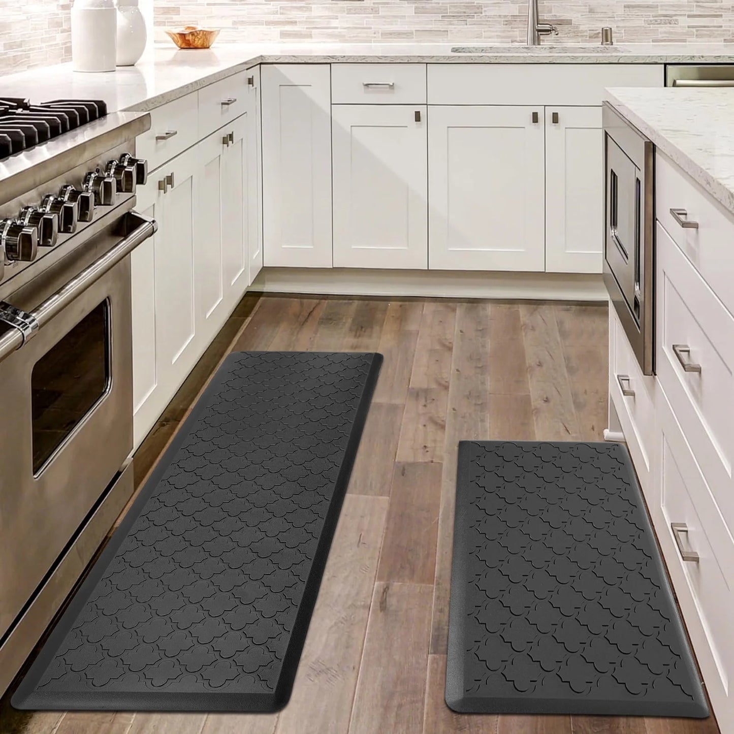 HEBE Anti Fatigue Kitchen Mat 2 Set, 20" x 30"+20"x 60", Thick 0.5 inch Non Slip Waterproof Kitchen Rugs and Mats