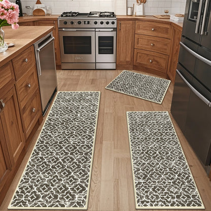 HEBE Kitchen Rug Set 3 Piece, Non Slip Machine Washable Mats for Home Floor and Living Room