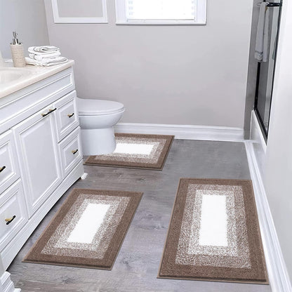 HEBE Microfiber Bathroom Rugs Sets 3 Piece, Non Slip Bath Rugs for Bathroom, Absorbent Plush Shaggy Bath Mat with U-Shaped Contour Toilet Mat Machine Washable