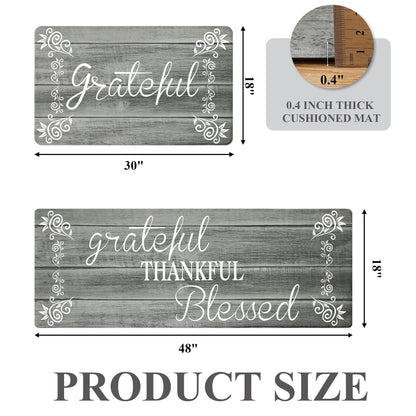 HEBE Farmhouse Kitchen Rug Set of 2, Non-Slip Anti-Fatigue Waterproof Cushioned Mat for Kitchen, Dining & Laundry Room, 18"x30"+18"x48"