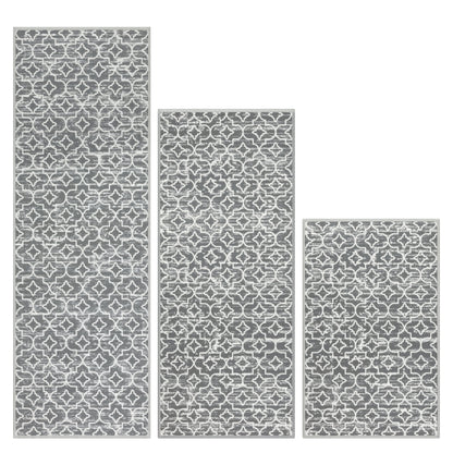 HEBE Kitchen Rug Set 3 Piece, Non Slip Machine Washable Mats for Home Floor and Living Room
