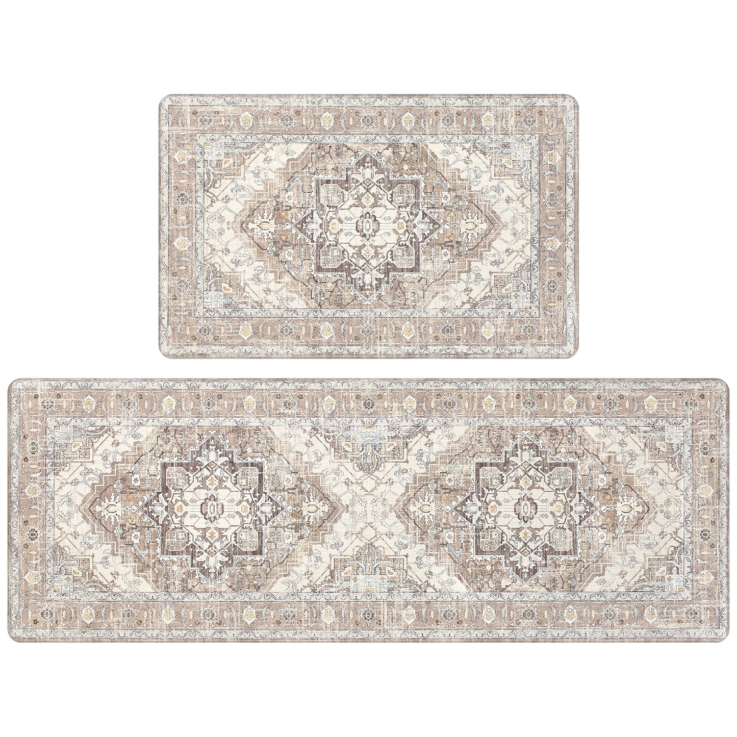 HEBE Anti Fatigue Kitchen Mat Set of 2 Cushioned Kitchen Floor Mats Waterproof Kitchen Rugs Non Slip Kitchen Runner Rug Comfort Soft Standing Mat Carpets