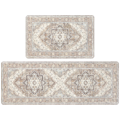 HEBE Anti Fatigue Kitchen Mat Set of 2 Cushioned Kitchen Floor Mats Waterproof Kitchen Rugs Non Slip Kitchen Runner Rug Comfort Soft Standing Mat Carpets