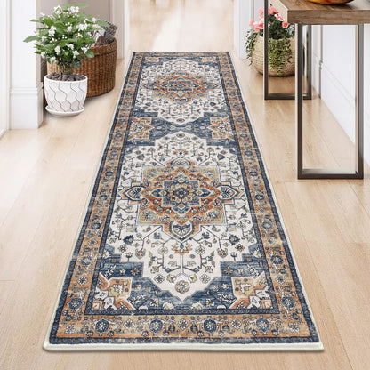 HEBE Hallway Runner Rug 2'x6' Washable Vintage Distressed Area Rugs Non Slip Laundry Rug Runner