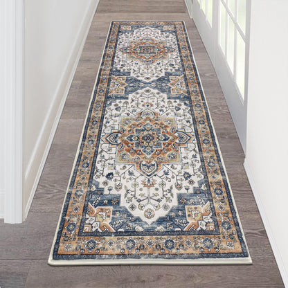 HEBE Hallway Runner Rug 2'x6' Washable Vintage Distressed Area Rugs Non Slip Laundry Rug Runner