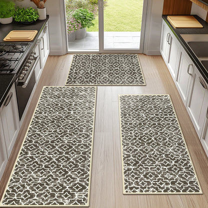 HEBE Kitchen Rug Set 3 Piece, Non Slip Machine Washable Mats for Home Floor and Living Room