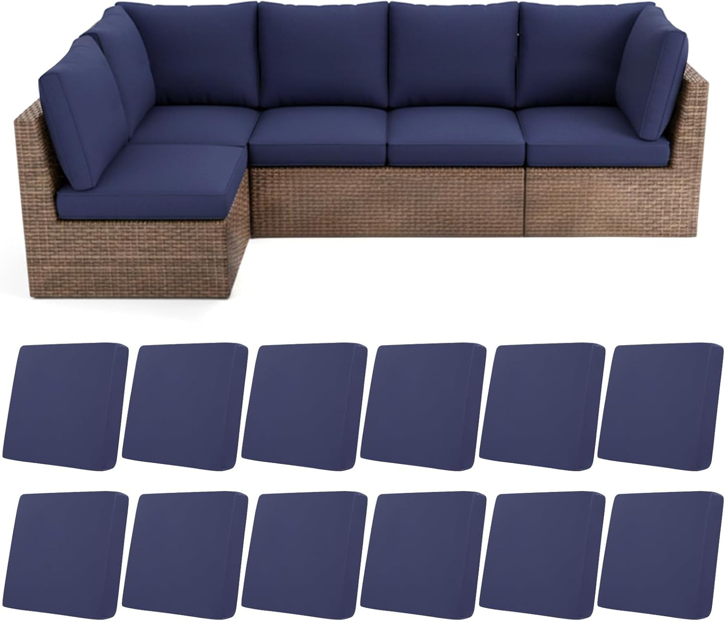 HEBE Stretch Patio Cushion Covers Set 12pcs,Waterproof Outdoor Couch Covers Replacement