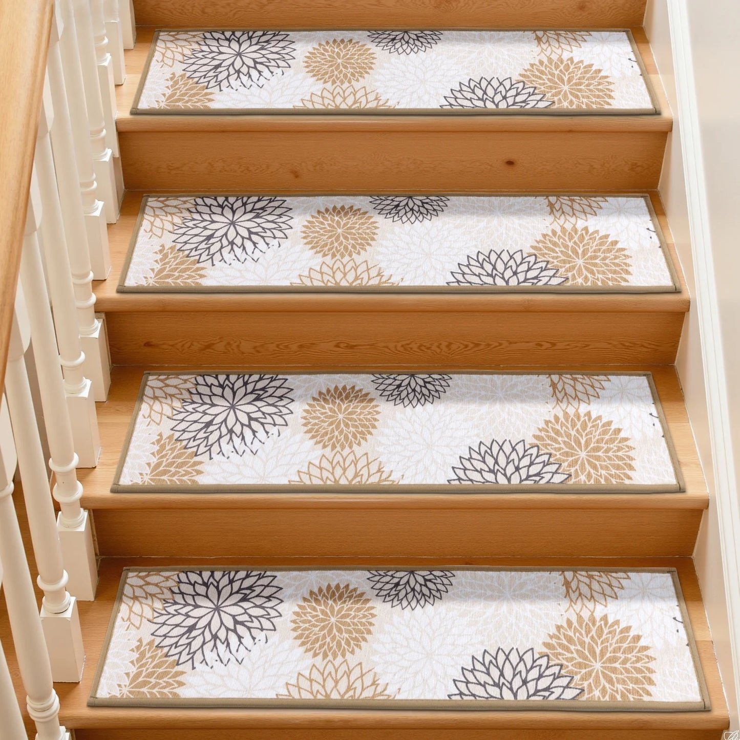 HEBE Stair Treads for Wooden Steps Indoor, 15 Pack 8" X 30" Stair Treads Non Slip with Reusable Adhesive Backing, Non-Skid Carpet Stair Runners for Kids Elders and Pets