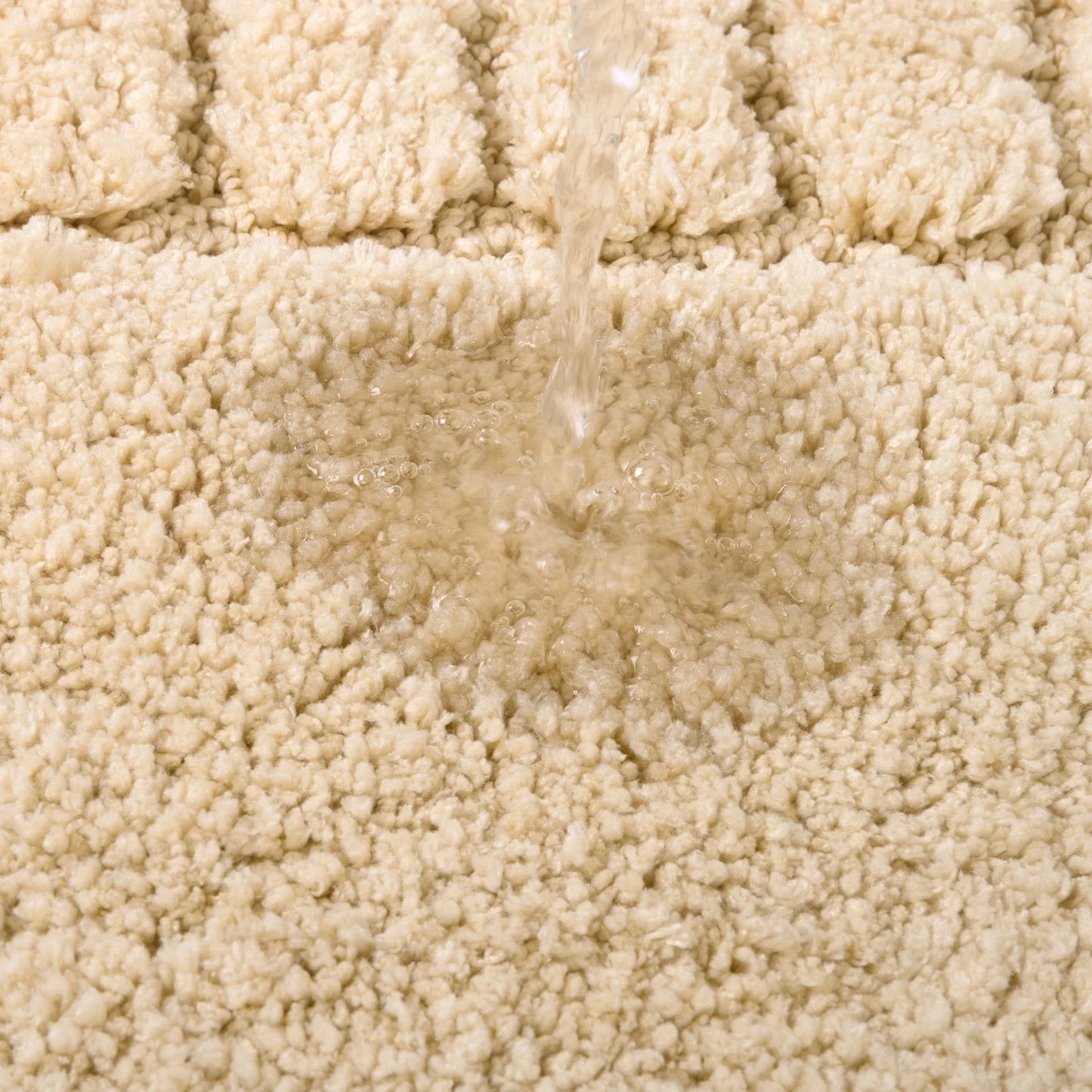 HEBE Bathroom Rugs Set of 4 Piece, Bath Mats, Microfiber Non Slip Shaggy Ultra Soft Bathroom Runner with U Shaped Contour Toilet Mat for Bathroom, Shower Inside Floor, Beige