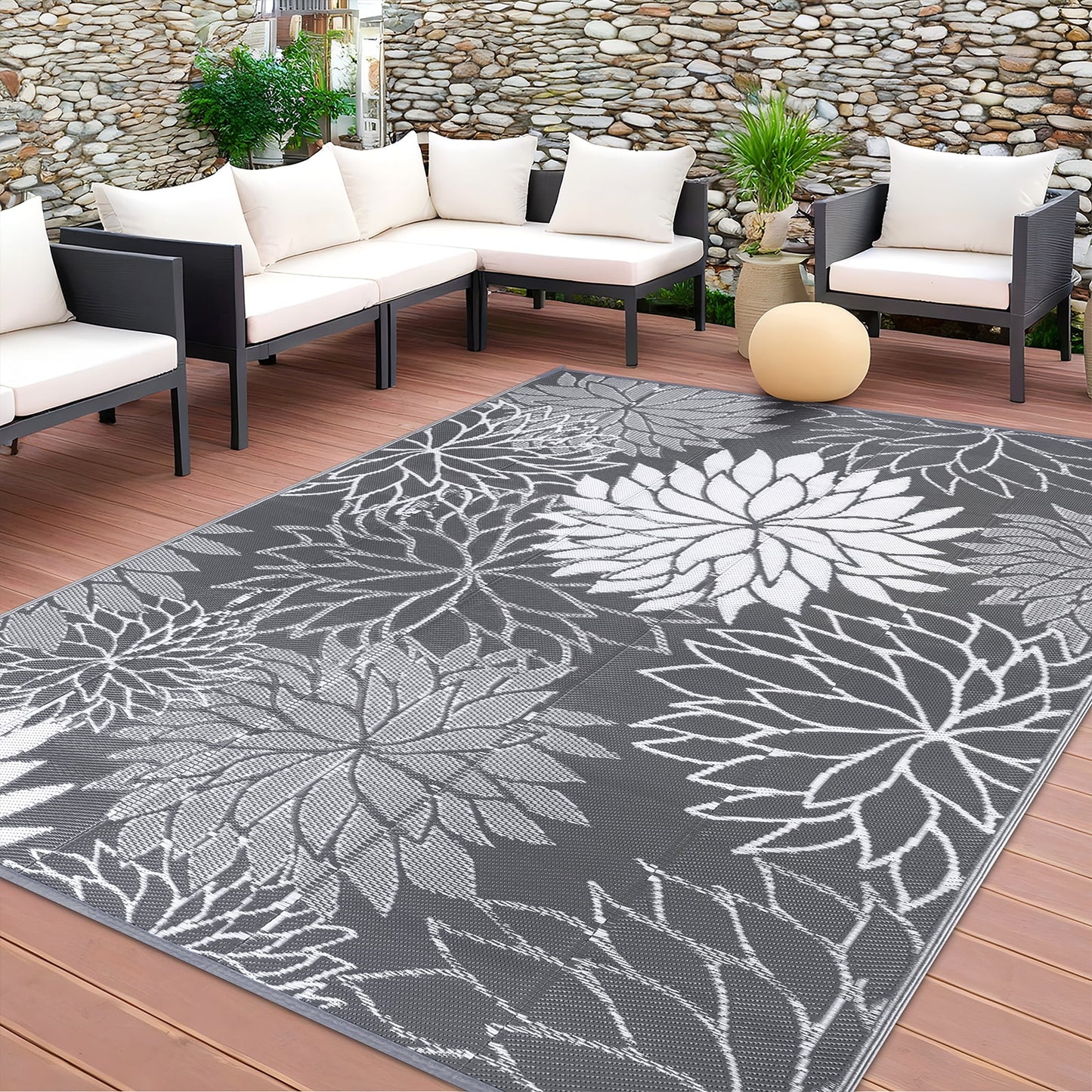HEBE Outdoor Rugs for Patios Clearance Waterproof Patio Mat Plastic Straw Rug Reversible RV Camping Tent Rug Outside Area Rug for RV, Patios,Deck, Beach,Balcony, Camping