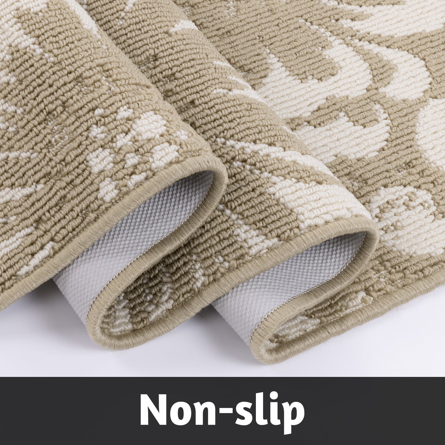 HEBE Kitchen Rug Set 3 Piece, Non Slip Machine Washable Mats for Home Floor and Living Room