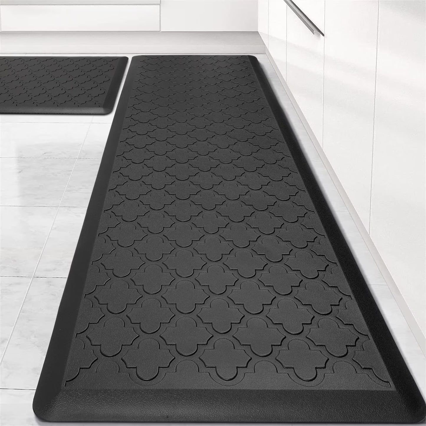 HEBE Anti Fatigue Kitchen Mat 2 Set, 20" x 30"+20"x 60", Thick 0.5 inch Non Slip Waterproof Kitchen Rugs and Mats
