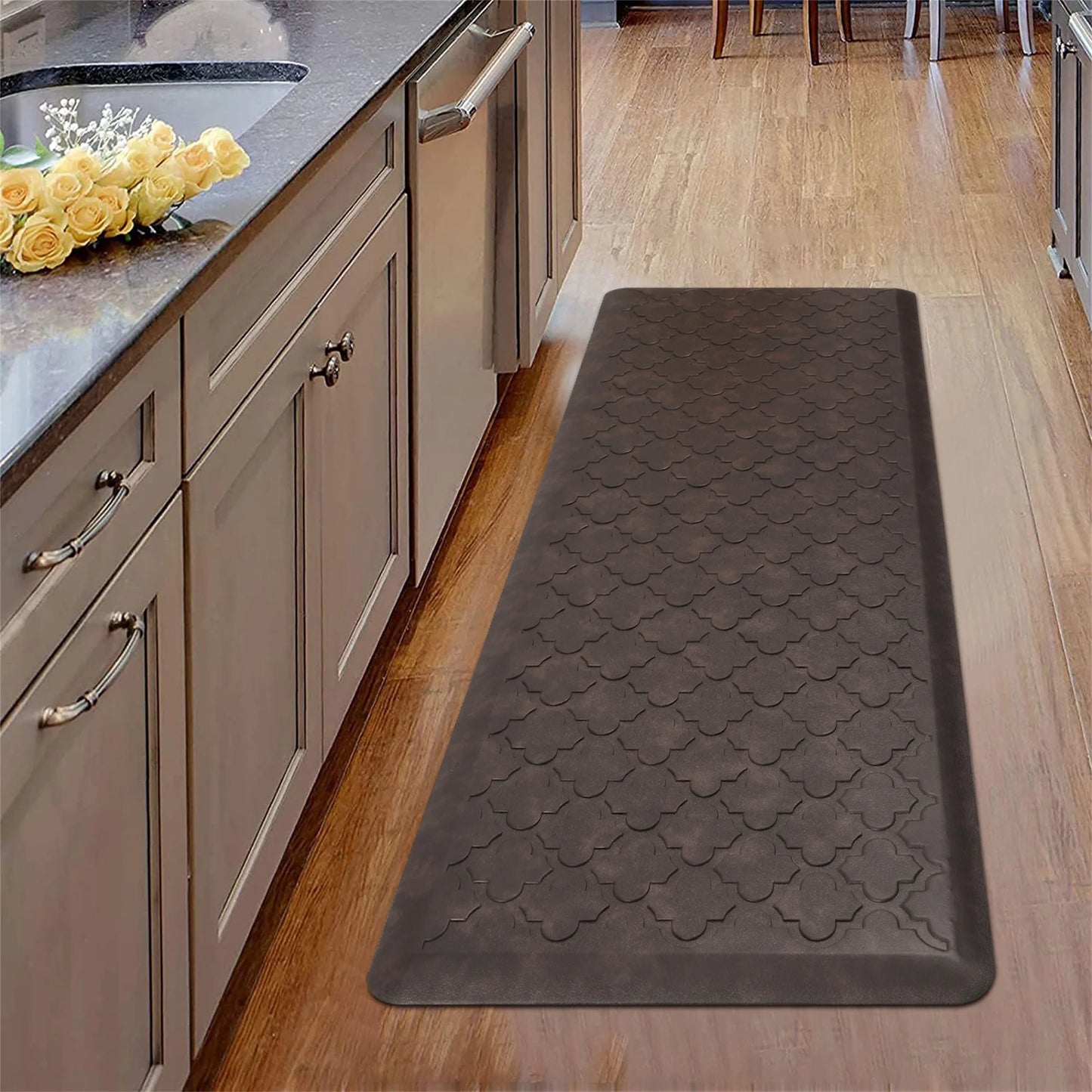 HEBE Anti Fatigue Kitchen Mat 2 Set, 20" x 30"+20"x 60", Thick 0.5 inch Non Slip Waterproof Kitchen Rugs and Mats