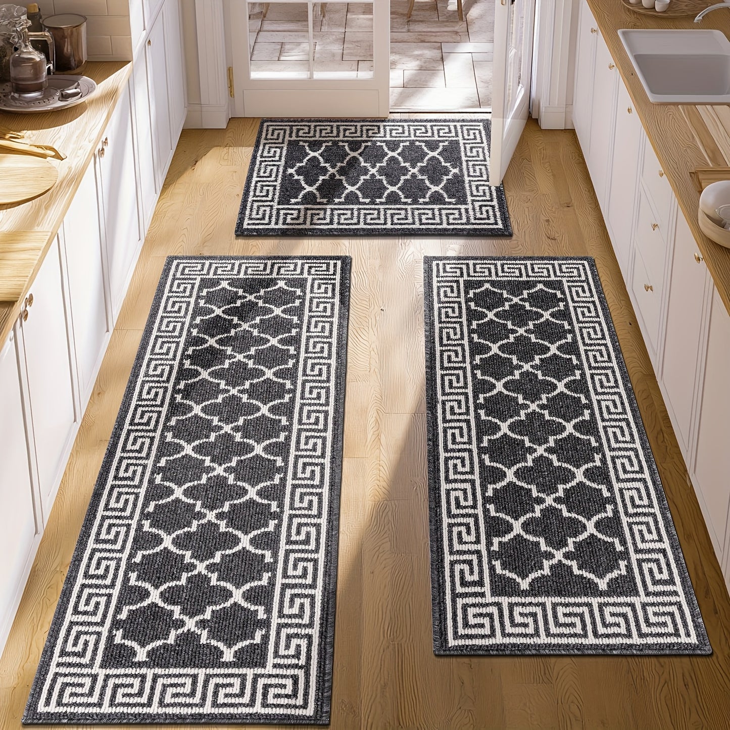 Kitchen Mat Sets 3 Piece Water Absorbent Kitchen Floor Rugs Non Slip Entrance Runner Rugs