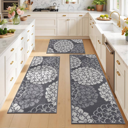 Kitchen Rugs and Mats Set of 3 Non Skid Washable Absorbent Laundry Floor Mat