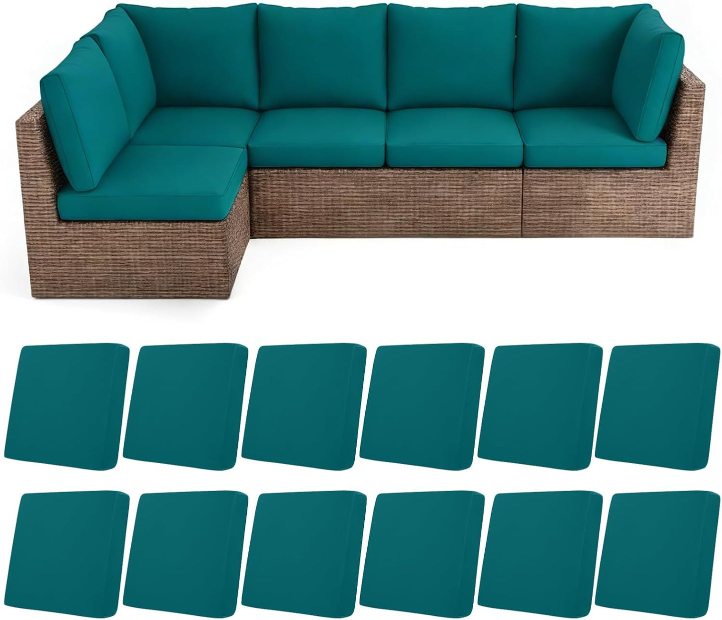 HEBE Stretch Patio Cushion Covers Set 12pcs,Waterproof Outdoor Couch Covers Replacement