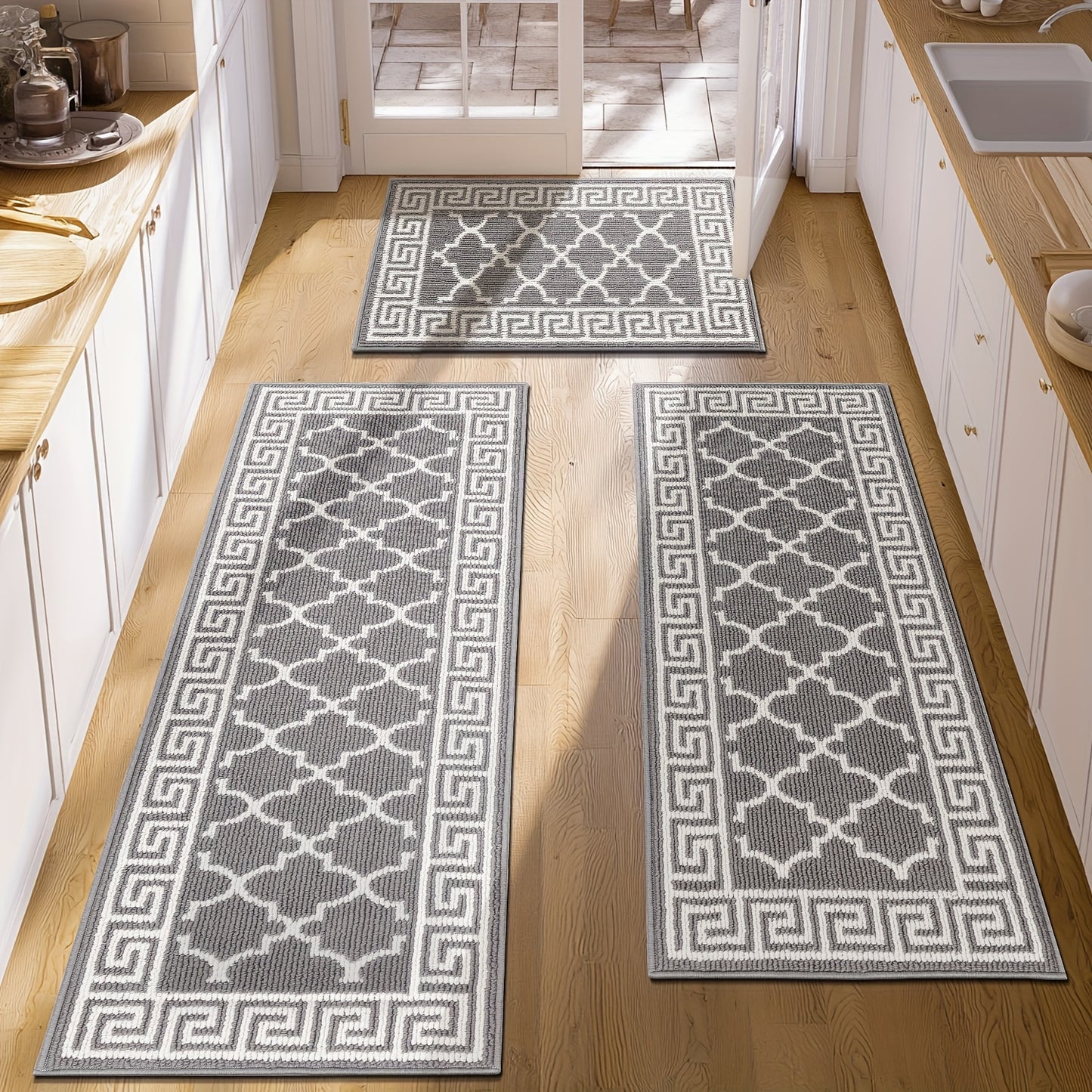 Kitchen Mat Sets 3 Piece Water Absorbent Kitchen Floor Rugs Non Slip Entrance Runner Rugs
