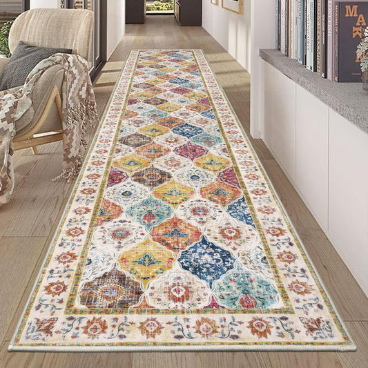 HEBE Hallway Runner Rug Washable Vintage Distressed Area Rugs Non Slip Laundry Rug Runner Boho Floor Carpet Runners for Hallways Entryway Laundry Room Kitchen Bathroom