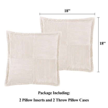 HEBE Corduroy Throw Pillows, 18"x18" Decorative Pillow Cushion with Pillow Insert