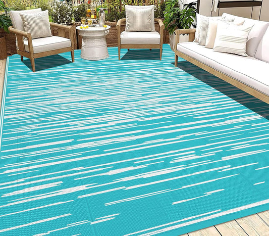 HEBE Outdoor Rug for Patios Clearance Waterproof Patio Mat Plastic Straw Rug Reversible RV Camping Tent Rug Outside Indoor Outdoor Area Rugs for RV,Deck,Beach,Balcony,Camper