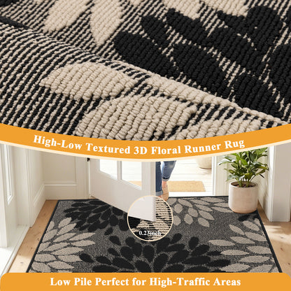 HEBE Indoor Door Mat, Non Slip Washable Mats for Front Door Entrance, Low Profile Dirt Trapper Doormat Entry Carpet for Entryway, Kitchen, Bathroom