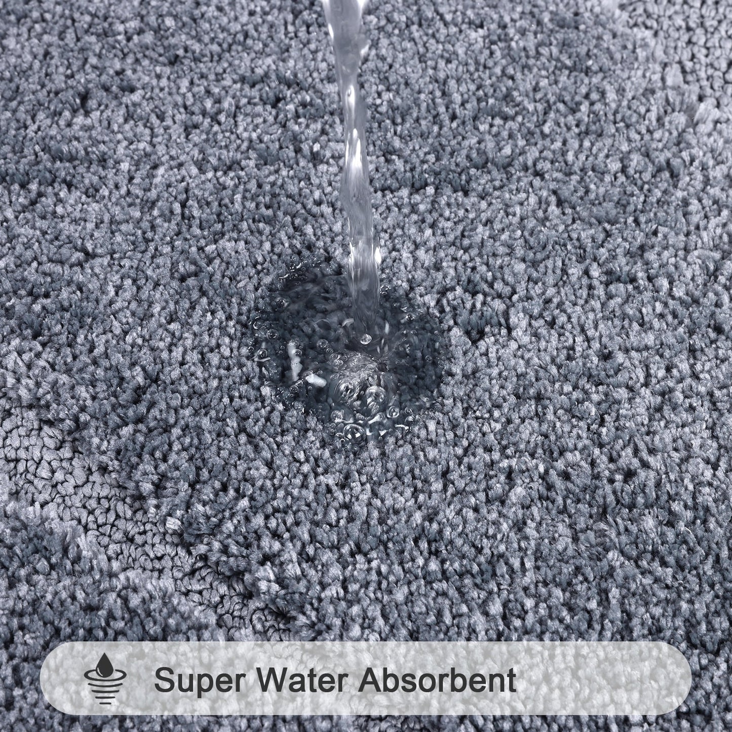 HEBE Bathroom Rugs Sets 4 Piece, Super Soft and Absorbent Non Slip Microfiber Toilet Bathroom Mats