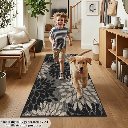HEBE Indoor Door Mat, Non Slip Washable Mats for Front Door Entrance, Low Profile Dirt Trapper Doormat Entry Carpet for Entryway, Kitchen, Bathroom
