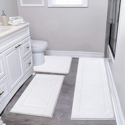 HEBE Bathroom Rug Mat Set 3 Piece, Microfiber Shaggy Bath Set, Non-Slip Ultra Soft Carpet Mats, Absorbent with U-Shaped Toilet for Bathroom, Tub, Shower